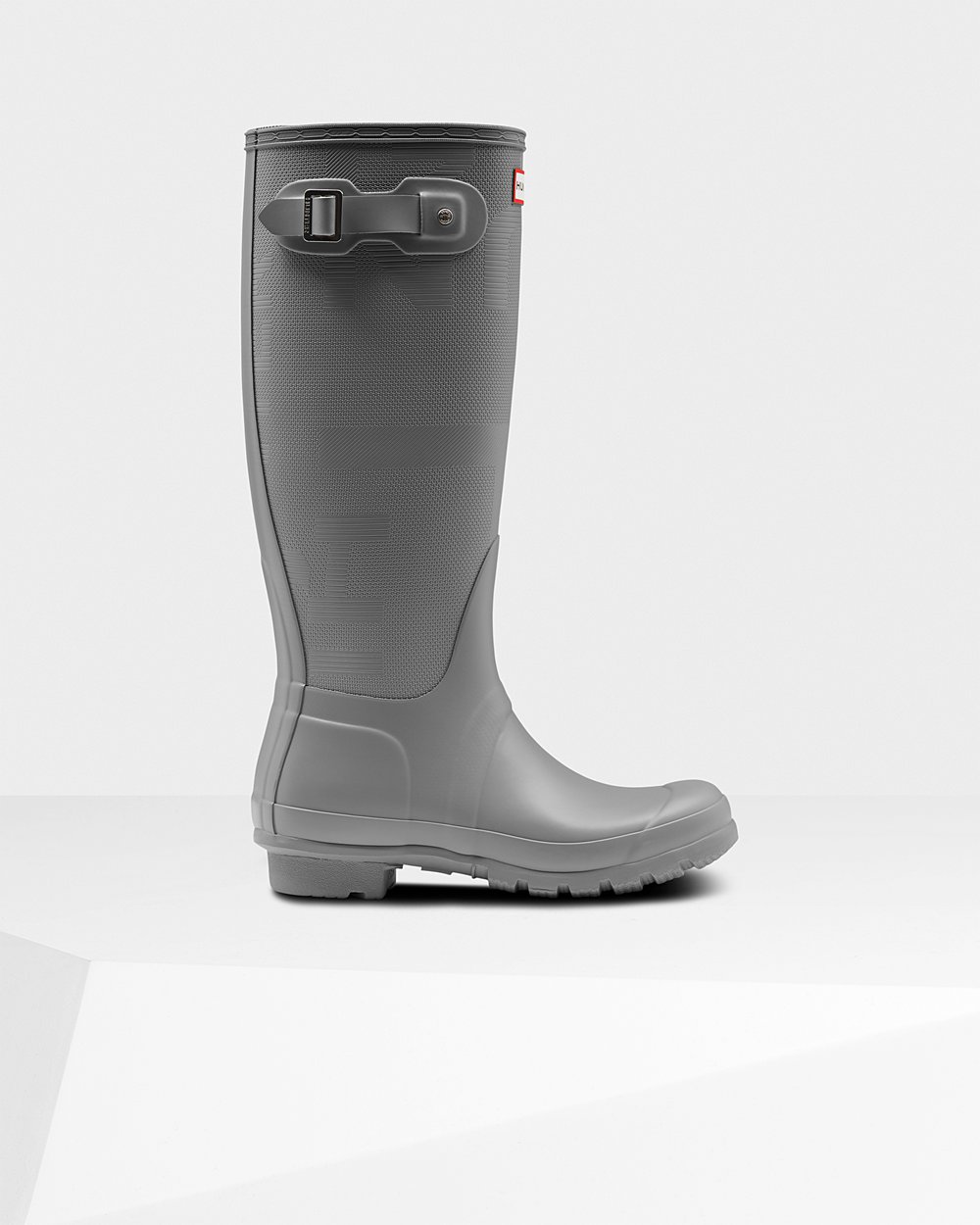 Womens Hunter Tall Rain Boots Grey - Original Exploded Logo Texture - 7289065-PZ